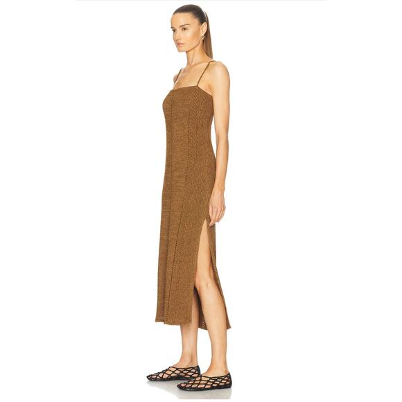 Proenza Schouler Suki Dress in Ochre Viscose Ribbon Knit M - Picture 2 of 4